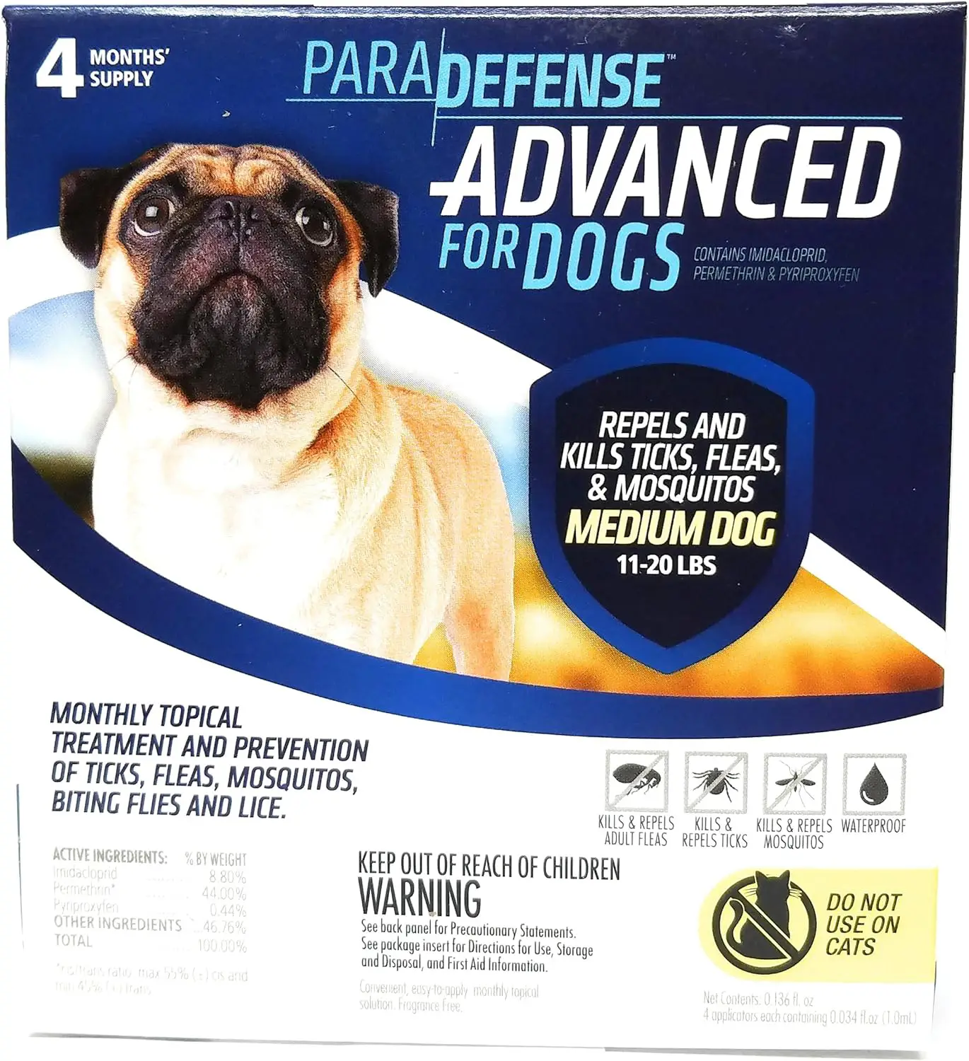 Para Defense Advanced 11-20 lb Dog Pet Flea Control Supply, Medium