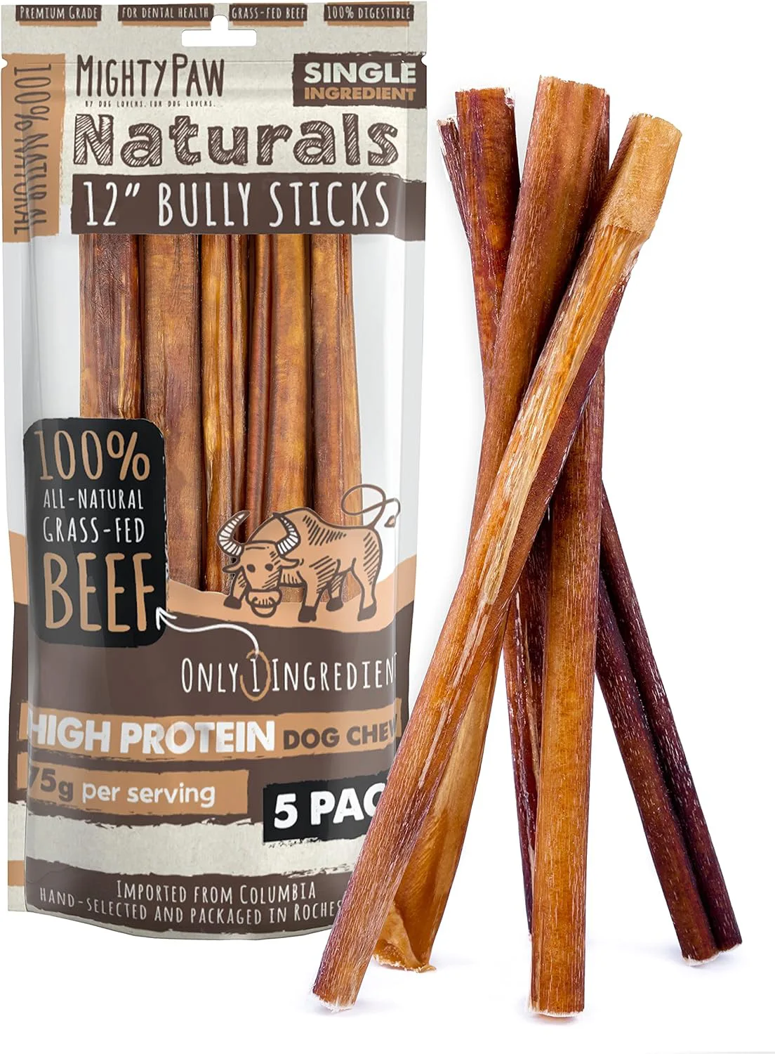 Mighty Paw Naturals 12" Bully Sticks for Dogs