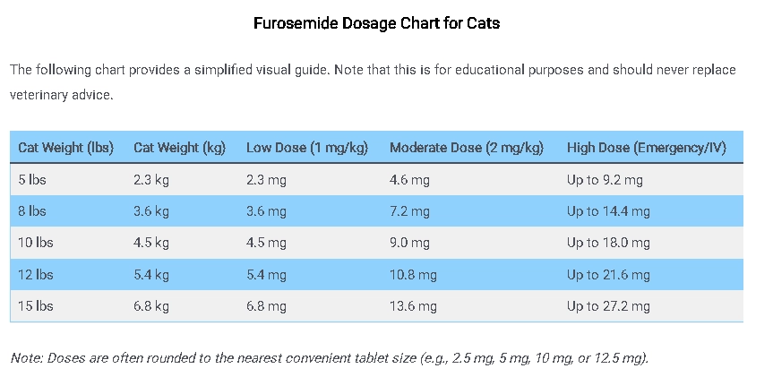 Furosemide Dosage Chart for Cats