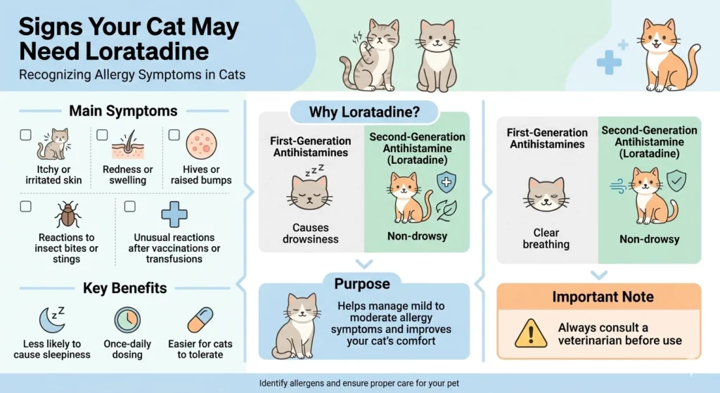 Signs your cat may need loratadine include: