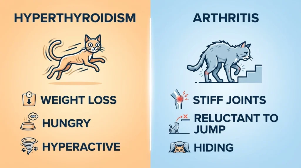 Hyperthyroidism vs. Arthritis in Cats