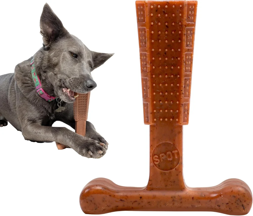 SPOT Bam-Bones Plus T Bone – Bamboo Fiber & Nylon Chew Toy for Dog Beef Flavor