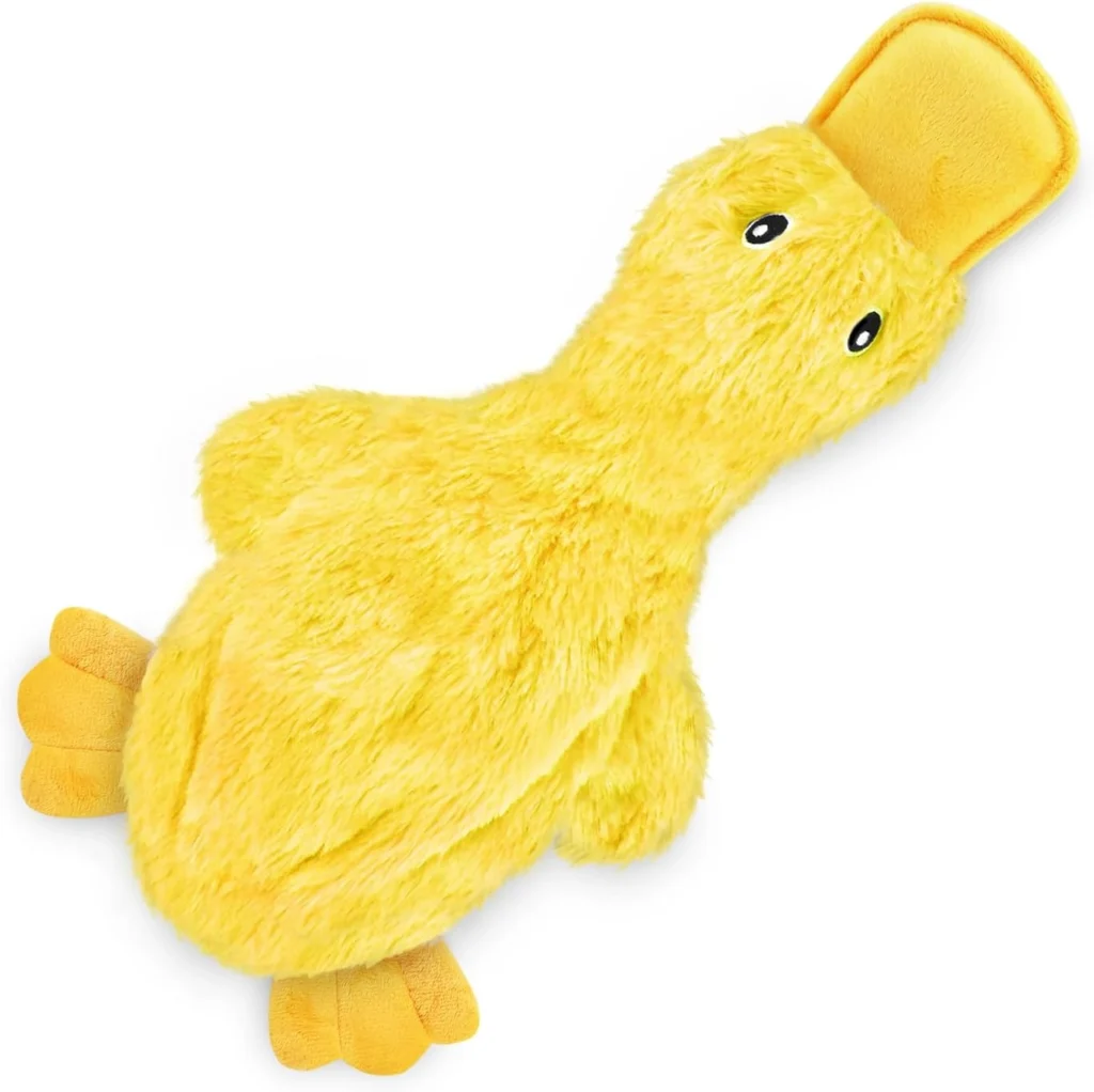 Best Pet Supplies Interactive Squeaky Chew Toy For Dog Fetch Lovers - Crinkle Duck (Yellow)