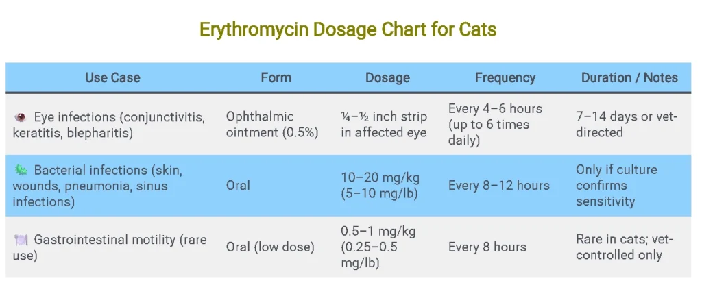 Erythromycin Dosage Chart for Cats