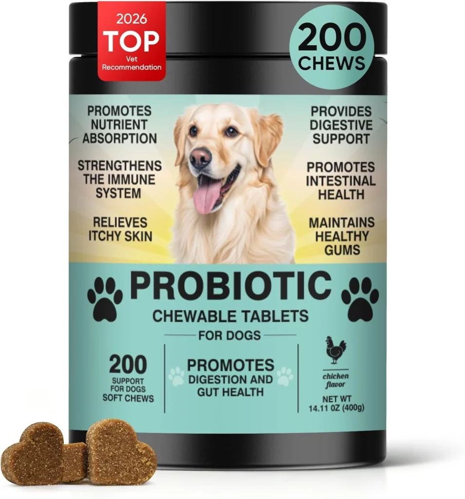 Probiotics Chews for Dogs Gut Digestive Digestive Enzymes 200 Ct Chicken