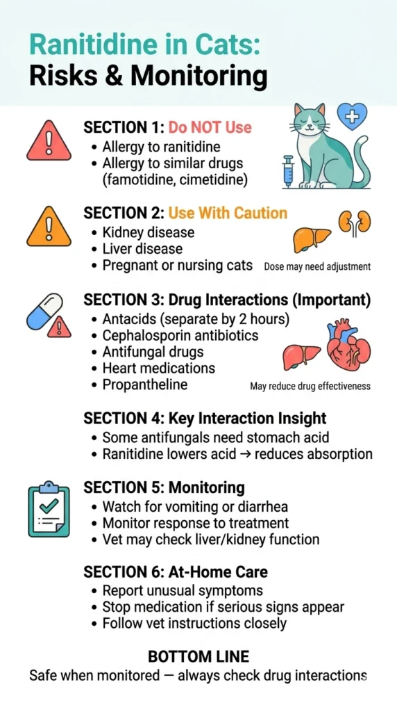 Risk Factors, Drug Interactions & Monitoring for Ranitidine in Cats